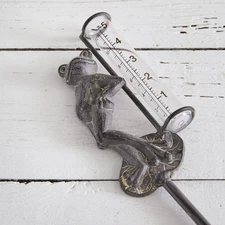 Colonial Tin Works Frog Rain Gauge Garden Pick | 16" Height | Outdoor Garden