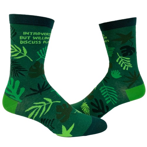 Women's Introverted But Willing to Discuss Plants Socks Funny Gardening House