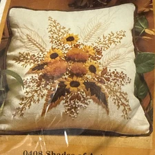 The Creative Circle Needlepoint  #0408 Shades Of Autumn Embroidery 14” Pillow