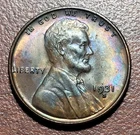 1931-S Lincoln Wheat Cent Red & Brown AU+ UNC Attractive Toning Key Date Coin