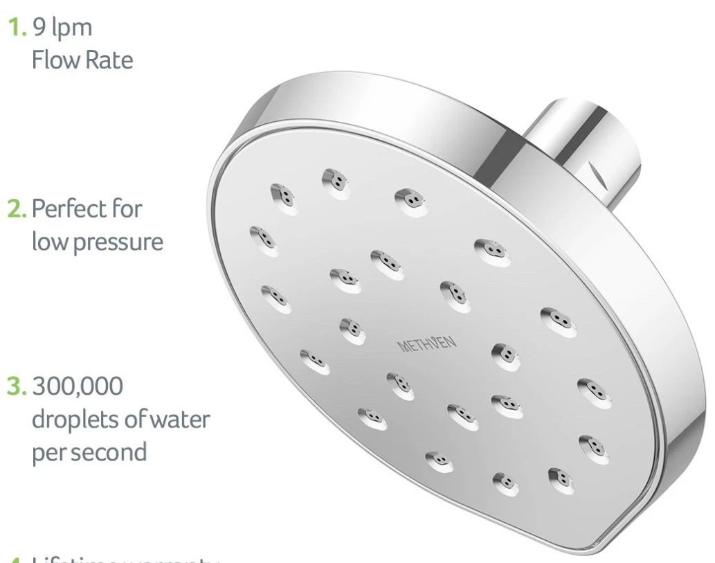 Methven Kiri MK2 Satinjet Chrome Wall Shower Head Rose KRWSCPAU