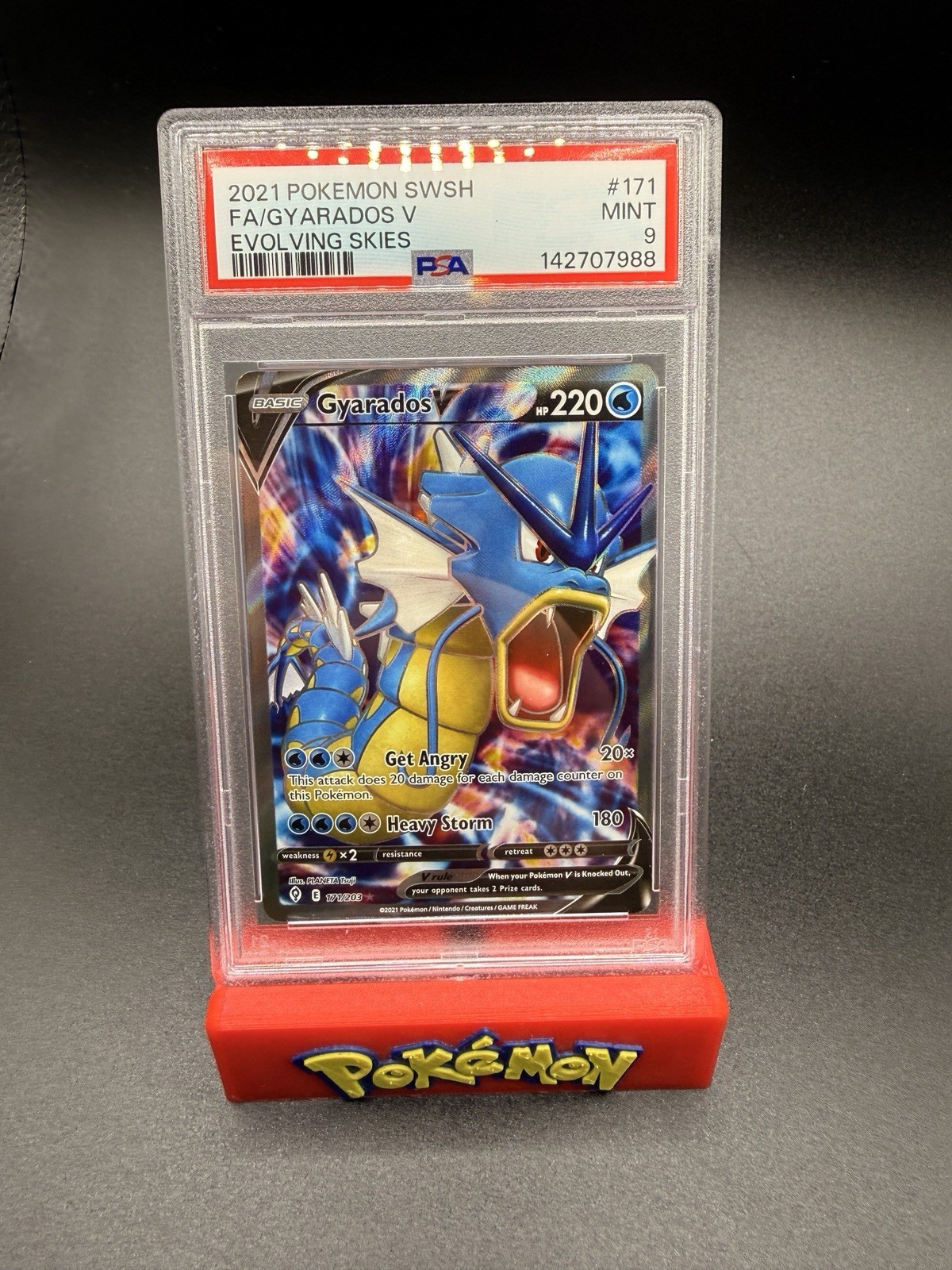 Pokémon Gyarados V (Full Art) 171/203 SWSH07: Evolving Skies Holo PSA 9