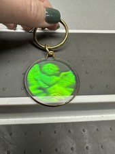 Holographic Angel Keychain Pendant w/Ring Green Color Beautiful Detail