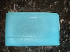 Tiffany & Co Coin Card Holder Wallet Blue Leather Wallet Pouch R
