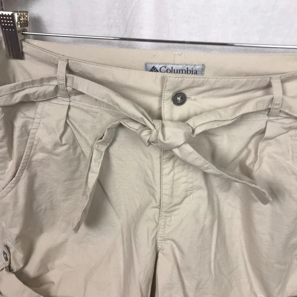 Columbia Mujer Cinturón Caqui Chino Corto Puño Dobladillo Mezcla Algodón Informal Talla 8 Foto 2 de 4