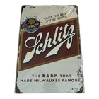 Schlitz Beer Tin Metal Vintage Sign 8x12 Milwaukee Famous Beer NEW