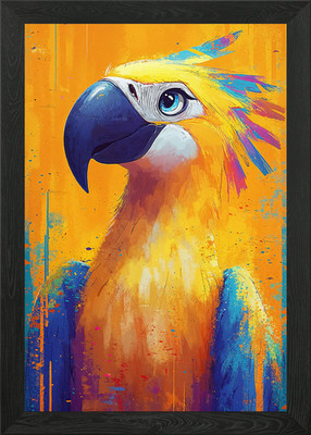 Yellow Parrot Painting Framed Wall Art Poster Canvas Print Picture