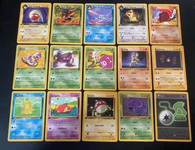 ENGLISH POKEMON LOT OF 15 CO/UNCO 1ST EDITION FROM WIZARDS TEAM ROCKET - VG - Photo 1/4