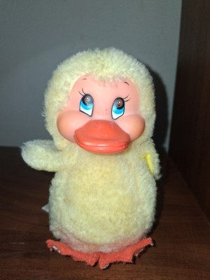 Vintage Russ Stuffed Duck 1980s Oogi Plush Duckling Rubber Face Rushton Style
