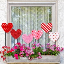 6 Pcs 12" H Valentine's Day Metal Yard Sign Heart Valentine Metal Yard Stakes...