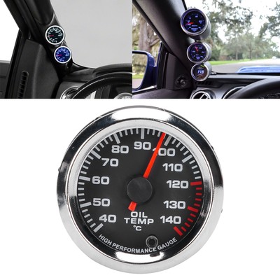Oil Temperature Gauge 52mm/2.0in 40 140  Display 7 Colors Backlight Black Dial