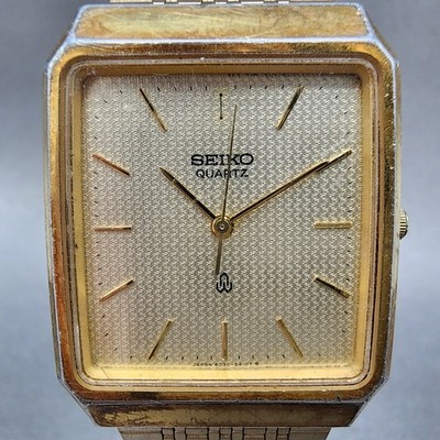 Seiko Tank Watch Men 29mm Champagne Dial Gold Tone 6030-5340 New