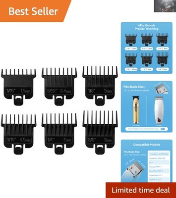 6Pcs Hair Clipper Guards for Babyliss FX787 & Andis T-Outliner - 1/16'' to 3/8''