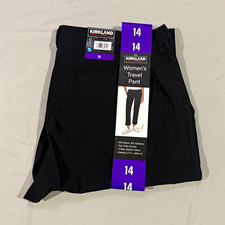 Kirkland Signature Women's Travel Pant Black 4-Way Stretch Size 14 27"
