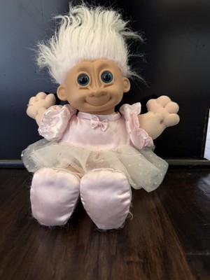 Vintage 12'' Plush Troll Doll Twinkles Pink Hair Ballerina Dancer