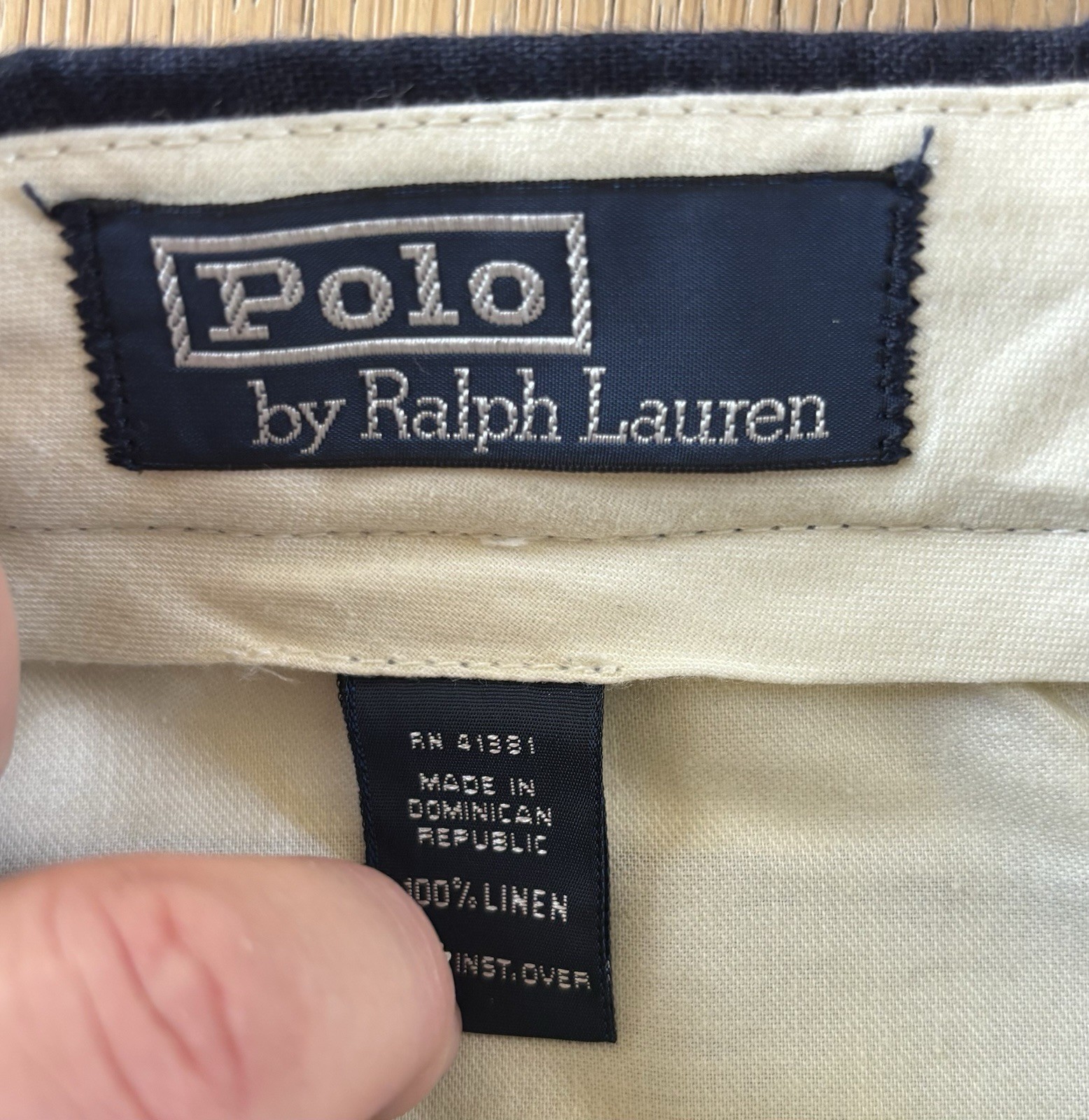 Vintage Polo Ralph Lauren Mens Navy Pleated Linen Blend Dress Pants 36x30 Cuffed thumbnail 4