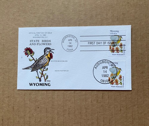 US FDC Collins HP #2002 Wyoming State Birds & Flowers Dual Cancel 1982