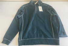 TOMMY BAHAMA Tobago Bay Half-Zip Sweatshirt Mens Grey Size M MEDIUM Channel Blue