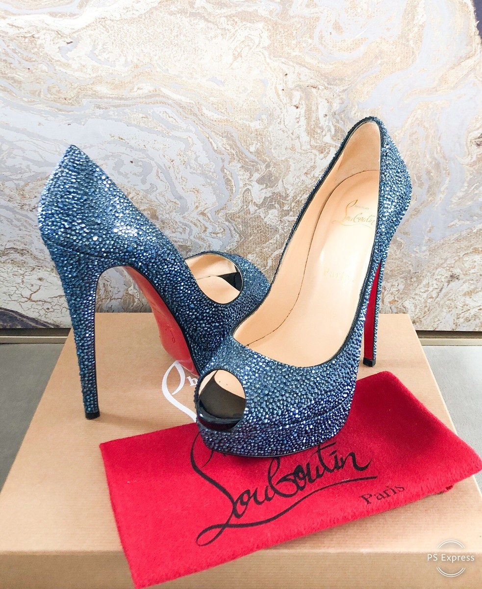 Christian Louboutin Strass Crystal Embellished Peep Toe Pump