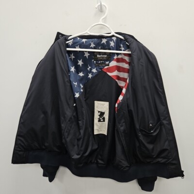 Barbour Steve Mcqueen Glance Quilted Lightweight Navy Biker Bomber Jacket Medium