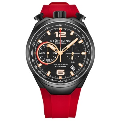 Stuhrling Original 894 04 torero Chronographe Date caoutchouc Rouge  Bracelet De Montre Homme | eBay