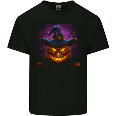 Evil Halloween Pumpkin Face 1 Herren Cotton Maglietta Tee Top
