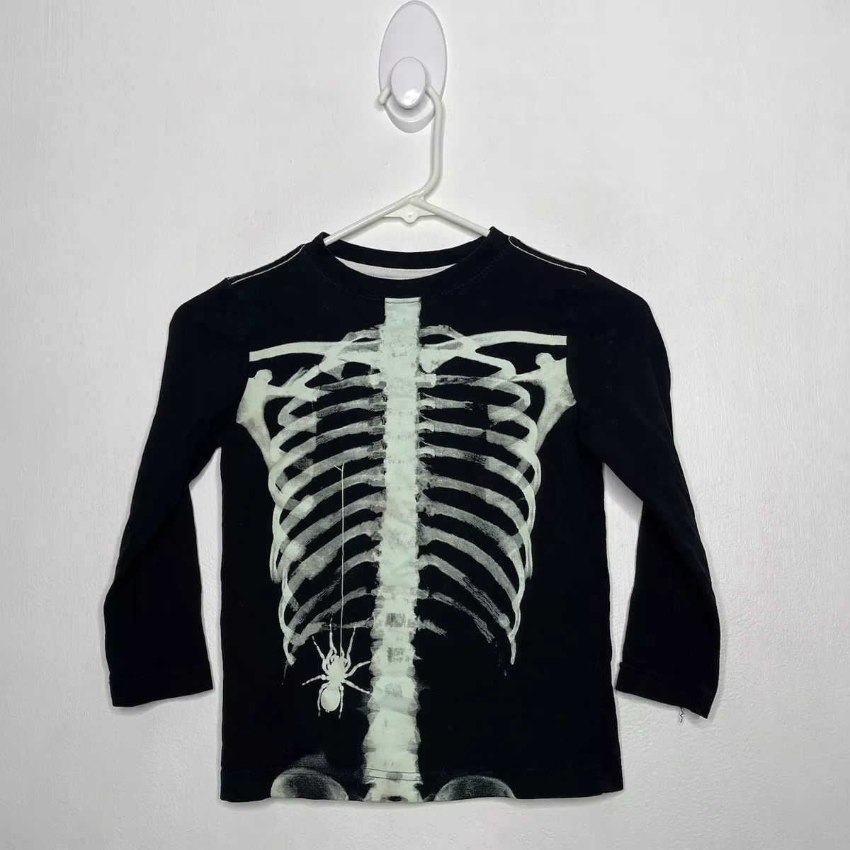 Boys Matching Family Halloween Glow In The Dark Long Sleeve Skeleton  Graphic Tee