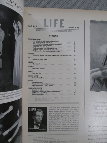 LIFE MAGAZINE October 31 1938 President Abraham Abe Lincoln on Broadway (1a) - Picture 3 of 4