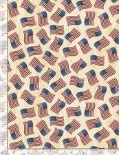 Patriotic Fabric BTY, Tossed American Flags, Quilting Cotton, C7048