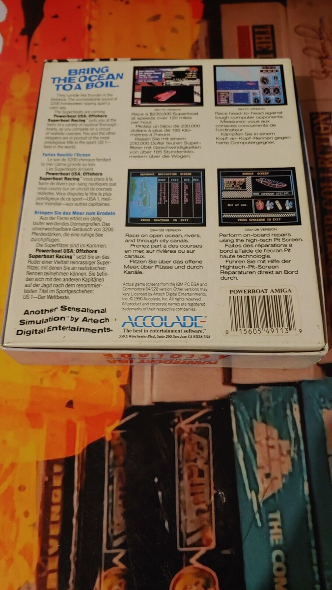 Powerboat USA (Accolade 1987) Commodore Amiga (Disk, Manual, Box