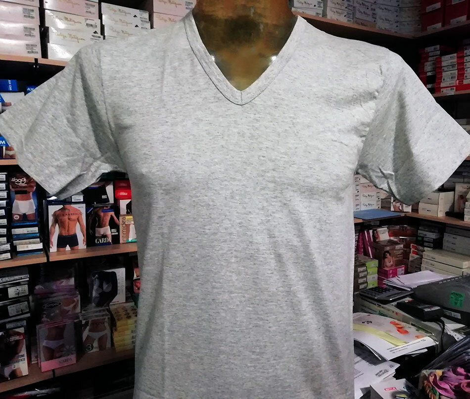 T-shirt uomo Trevi manica corta a scollo V in puro cotone filo scozia art  8031