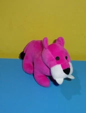 Small 7" Hot Pink Sabertooth Tiger Plush with Sewn Eyes by Fun Express