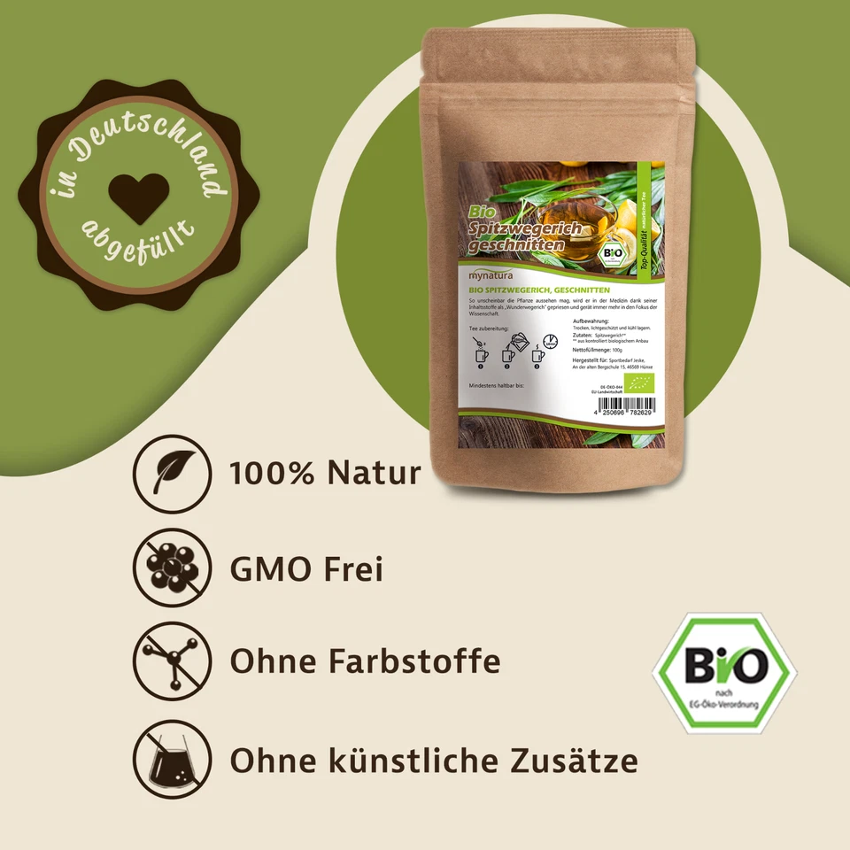 Mynatura Bio Spitzwegerich geschnitten 1000g I Tee Vegan heimische Kräuterkunde - Bild 2 von 4