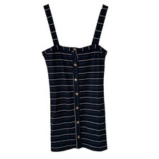 Striped Button Down Dress Sleeveless Mini Casual Summer Sun Dress Size M