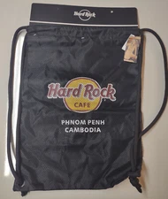 Hard Rock Cafe PHNOM PENH CAMBODIA Cinch Sack HRC Logo Backpack Bag Drawstring