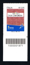 ITALIA UN FRANCOBOLLO ANAS CASA CANTONIERA SD CODICE A BARRE 1871 - 2018 nuovo**
