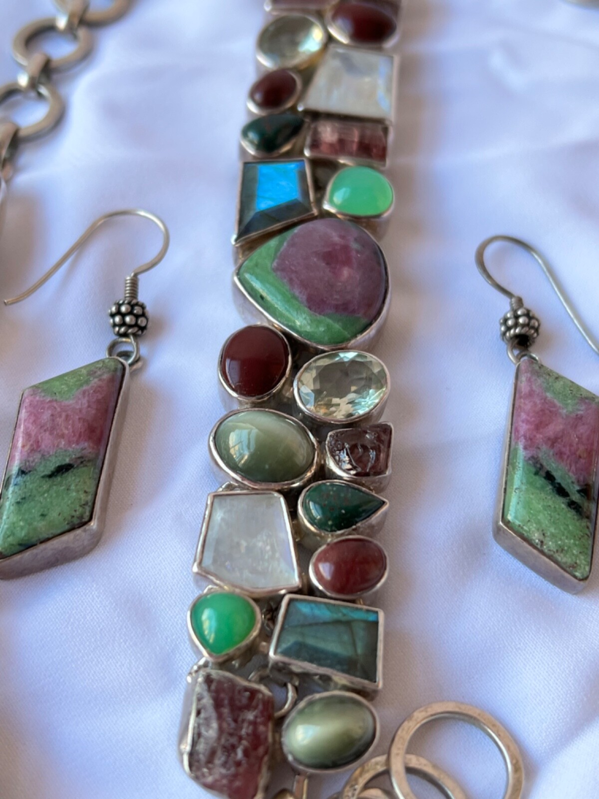 MOONSTONE TOPAZ QUARTZ RUBY LABRADORITE NECKLACE … - image 2