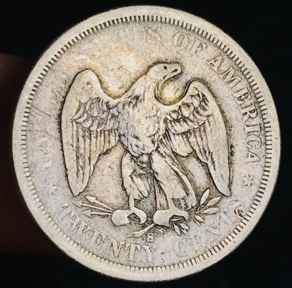 1875 S Twenty Cent Piece 20C Ungraded 90% Silver US Coin CC22695 - Image 3 of 4