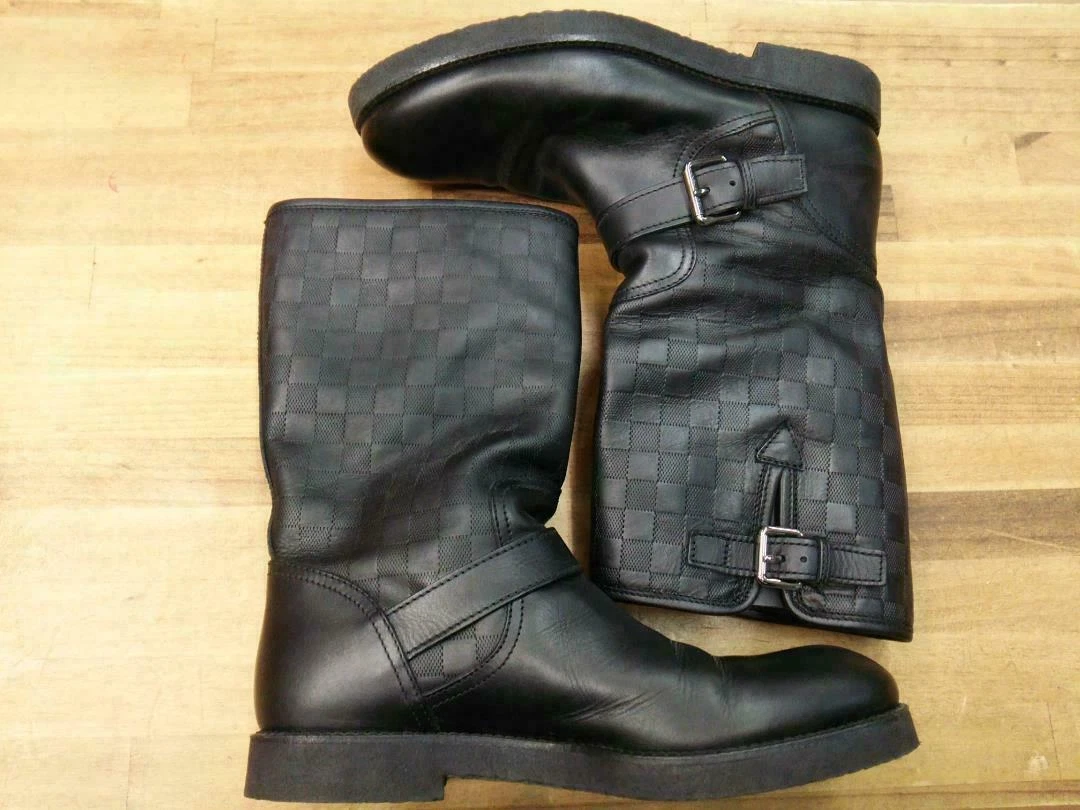 *** Bottes d'ingénieur homme Louis Vuitton rares motard Damier Royaume-Uni  = tai