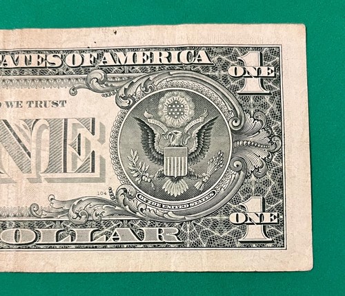 2009 1 DOLLAR BILL TRINARY SERIAL NUMBER B57587758 CIRCULATED - Picture 5 of 7