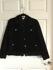 Christopher  Banks Women  s Large black silver button blazer stretch EUC