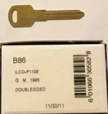 Jet B86 Key Blank (50 pack) GM, Chevrolet, Buick. 10 cut, brass key. Blank head.