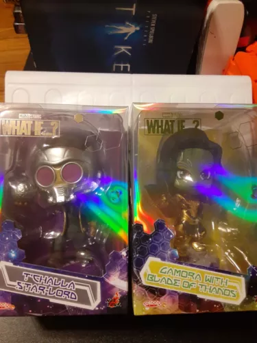 Figura Cabeza Bobble Gamora & Star Lord Cosbaby Hot Toys Marvel What If. Guardianes