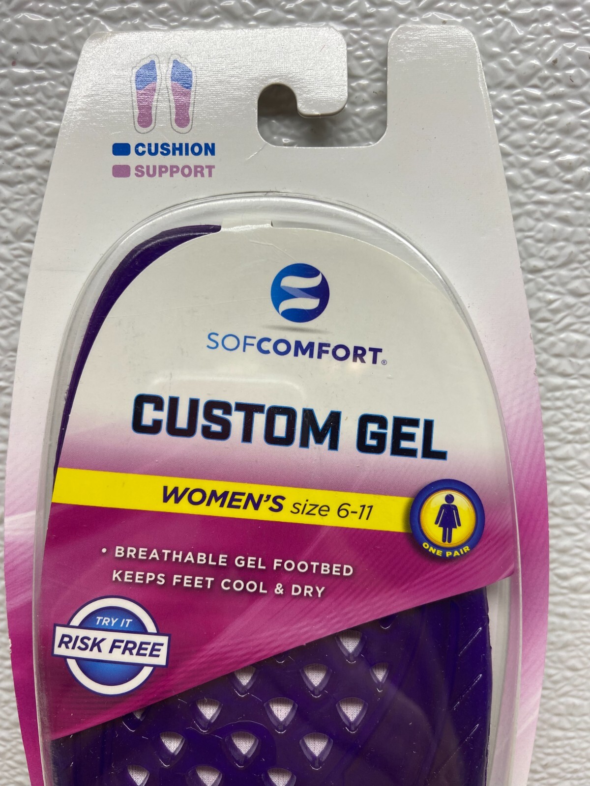 Sof Comfort Womens Custom Gel Breathable Insoles Size:6-11 One Pair New
