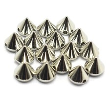 200 Silver Tone Metallic Rock Punk Spike Rivet Acrylic Taper Stud Beads 8X8mm