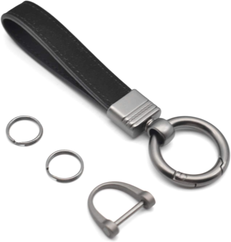 Car Fob Key Chain Genuine Leather Keychains Holder for Men and Women, 360 Degree - Picture 11 of 12