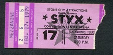 1979 Styx concert ticket stub San Antonio Texas Cornerstone Babe