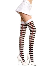 Brand New Opaque Stripes Thigh High Stockings Music Legs 4675