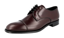 PRADA Leather Derby Cap Toe Dress Shoes Burgundy Cordovan Brown -  US 12 EU 45