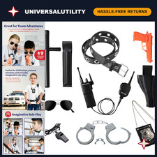 Kids Police Officer Costume Set - 10-Piece Pretend Play Accessories, Badge, Belt